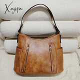 Xajzpa - Retro Stylish Women Shoulder Handbagas Oil Wax Pu Leather Messenger Purses Travel Bags