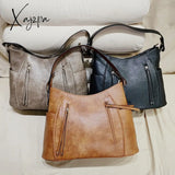 Xajzpa - Retro Stylish Women Shoulder Handbagas Oil Wax Pu Leather Messenger Purses Travel Bags