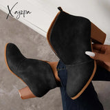 Xajzpa - Retro Western V Cut Ankle Boots