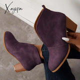 Xajzpa - Retro Western V Cut Ankle Boots