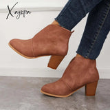 Xajzpa - Retro Western V Cut Ankle Boots