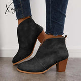 Xajzpa - Retro Western V Cut Ankle Boots Black / 5