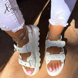 Xajzpa - Retro Women’s Sandals Fashion Flower Print Sewing Shoes Rhinestone Design Summer Soft