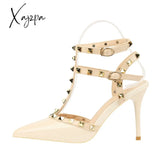 Xajzpa - Rivet High Heels Luxury Designer Women Shoes Ladies Pumps Sexy Spring Summer Fashion