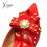 Xajzpa - Rivet Style Women Shoes And Bag To Match In Color Matching High Quality Nigerian Design