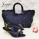 Xajzpa - Rivet Style Women Shoes And Bag To Match In Color Matching High Quality Nigerian Design