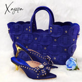 Xajzpa - Rivet Style Women Shoes And Bag To Match In Color Matching High Quality Nigerian Design