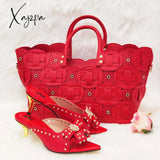 Xajzpa - Rivet Style Women Shoes And Bag To Match In Color Matching High Quality Nigerian Design