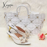 Xajzpa - Rivet Style Women Shoes And Bag To Match In Color Matching High Quality Nigerian Design