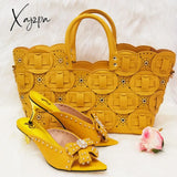 Xajzpa - Rivet Style Women Shoes And Bag To Match In Color Matching High Quality Nigerian Design