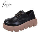 Xajzpa - Round Toe Shoes Woman Flats Clogs Platform Dress Cross Summer New Creepers Pu Spring Med