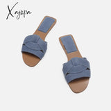 Xajzpa - Sandals Female Slippers Women Fashion Flat Casual Mules Square Toe Denim Outdoor Walking