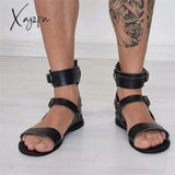 Xajzpa - Sandals Men Shoes Pu Solid Color Fashion Casual Street Beach Personality Refreshing Simple
