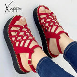 Xajzpa - Sandals Women 2023 Gladiator Flat Heels Summer Shoes Ankle Strap Platform Casual Chaussure