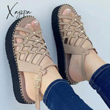 Xajzpa - Sandals Women 2023 Gladiator Flat Heels Summer Shoes Ankle Strap Platform Casual Chaussure