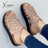 Xajzpa - Sandals Women 2023 Gladiator Flat Heels Summer Shoes Ankle Strap Platform Casual Chaussure