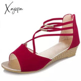 Xajzpa - Sandals Women Solid Color Shoes For New Cross Straps Open Toe Female Fashion Wedge Ladies