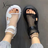 Xajzpa - Sandals Women Summer New Fashion Thick-Bottomed Breathable Eugene Yarn Mesh Magic Paste