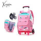 Xajzpa - School Bag Student High Capacity Rolling Backpacks Kids Trolley Wheeled Bag Children Backpack Wheels