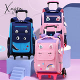 Xajzpa - School Bag Student High Capacity Rolling Backpacks Kids Trolley Wheeled Children Backpack