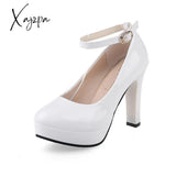 Xajzpa - Sexy Ankle Strap 9Cm High Heels Patent Leather Round Toe Female Platform Summer Shoes