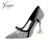 Xajzpa - Sexy Little Heels Net Cat With Women’s Single Shoe Bow Web Celebrity Shoes High For
