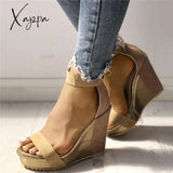 Xajzpa - Sexy Open Toe Back Zipper Wedges Sandals