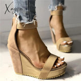 Xajzpa - Sexy Open Toe Back Zipper Wedges Sandals