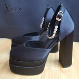 Xajzpa - Sexy Women’s Sandals Genuine Leather Pumps Summer New Thick High-Heel Platform Wedding