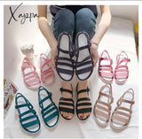 Xajzpa - Shoes 2023 Women Sandals Sexy Walking Rainbow Color Summer Beach Ladies Slippers Footwear