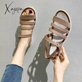 Xajzpa - Shoes 2023 Women Sandals Sexy Walking Rainbow Color Summer Beach Ladies Slippers Footwear