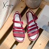 Xajzpa - Shoes 2023 Women Sandals Sexy Walking Rainbow Color Summer Beach Ladies Slippers Footwear