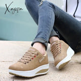 Xajzpa - Shoes Woman Pu Leather Breathable Sneakers Women Shoes Waterproof Wedges Platform