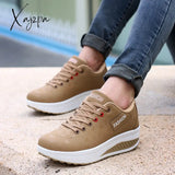 Xajzpa - Shoes Woman Pu Leather Breathable Sneakers Women Shoes Waterproof Wedges Platform