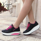 Xajzpa - Shoes Woman Pu Leather Breathable Sneakers Women Shoes Waterproof Wedges Platform