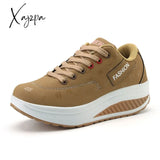 Xajzpa - Shoes Woman Pu Leather Breathable Sneakers Women Shoes Waterproof Wedges Platform