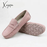 Xajzpa - Shoes Women 100% Genuine Leather Flat Casual Loafers Slip On Women’s Flats Moccasins