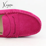 Xajzpa - Shoes Women 100% Genuine Leather Flat Casual Loafers Slip On Women’s Flats Moccasins