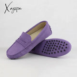 Xajzpa - Shoes Women 100% Genuine Leather Flat Casual Loafers Slip On Women’s Flats Moccasins