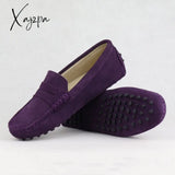 Xajzpa - Shoes Women 100% Genuine Leather Flat Casual Loafers Slip On Women’s Flats Moccasins