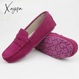 Xajzpa - Shoes Women 100% Genuine Leather Flat Casual Loafers Slip On Women’s Flats Moccasins