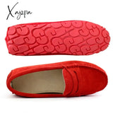 Xajzpa - Shoes Women 100% Genuine Leather Flat Casual Loafers Slip On Women’s Flats Moccasins