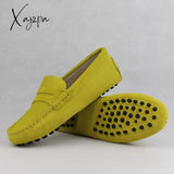 Xajzpa - Shoes Women 100% Genuine Leather Flat Casual Loafers Slip On Women’s Flats Moccasins