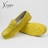 Xajzpa - Shoes Women 100% Genuine Leather Flat Casual Loafers Slip On Women’s Flats Moccasins