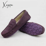 Xajzpa - Shoes Women 100% Genuine Leather Flat Casual Loafers Slip On Women’s Flats Moccasins