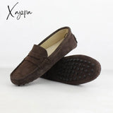 Xajzpa - Shoes Women 100% Genuine Leather Flat Casual Loafers Slip On Women’s Flats Moccasins