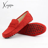 Xajzpa - Shoes Women 100% Genuine Leather Flat Casual Loafers Slip On Women’s Flats Moccasins