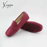 Xajzpa - Shoes Women 100% Genuine Leather Flat Casual Loafers Slip On Women’s Flats Moccasins