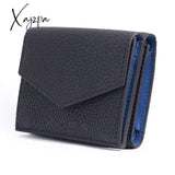 Xajzpa - Short Three Fold Leather Wallet New Fashion Women’s Cowhide Cabinet Color Contrast Multi