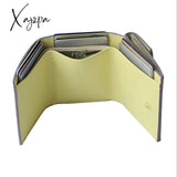 Xajzpa - Short Three Fold Leather Wallet New Fashion Women’s Cowhide Cabinet Color Contrast Multi